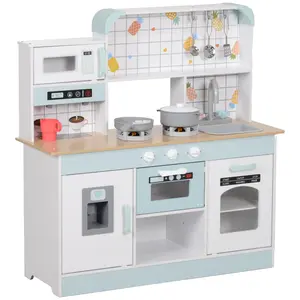 Buy Toy Kitchen, Pretend Role Play Kitchen with Hob, Sound and Light, Coffee Machine, Ice Maker, Microwave
