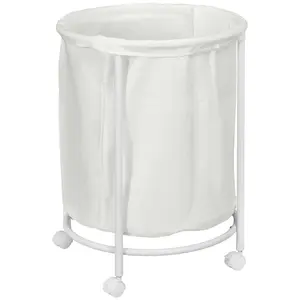 Buy 100L Steel Frame Laundry Bin, with Wheels - White