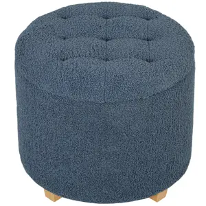 Buy 31.8L Teddy Fleece Storage Ottoman - Blue