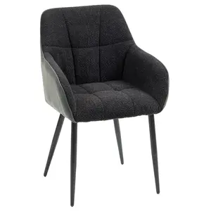 Buy Accent Chair with Foot Pads, Upholstered Armchair with Chenille Fabric Front and PU Back, Occasional Chair for Living Room Bedroom, Black