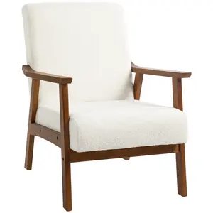 Buy Boucle Seat Mid Century Accent Chair - White