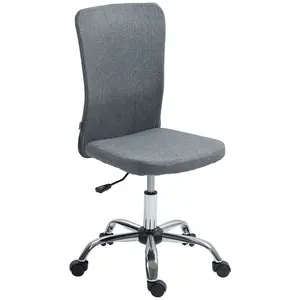 Buy Armless Computer Desk Chair, Fabric Swivel Office Chair, Makeup Vanity Chair with Height Adjustable, Wheels, for Home Study Bedroom, Grey