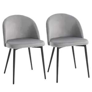 Buy Dining Chairs Set of 2 Contemporary Design for Office Dining Kitchen with Soft Fabric Seat and Back Living Room, Grey