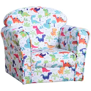 Buy Children Armchair Kids Sofa Tub Chair Seat Cartoon Dinosaur Pattern Bedroom Flannel Wooden Frame Non-slip Playroom Seater