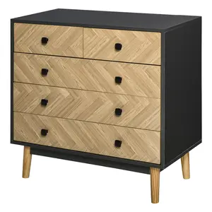 Buy Chest of Drawers, 5 Drawer Storage Cabinet Sideboards with Metal Handles Freestanding Dresser for Bedroom, Living Room