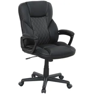 Buy Executive Office Chair, High Back Desk Chair, PU Leather Swivel Computer Chair with Tilt Function, Adjustable Height and Armrests for Home Office, Black