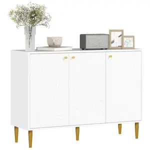 Buy Elegant Two-Cupboard Sideboard - White/Gold-Tone