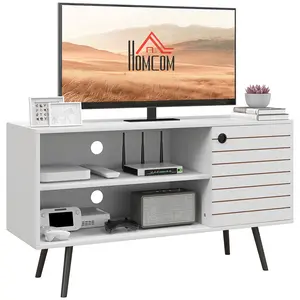 Buy Duo Storage TV Unit, with Striped Door - White