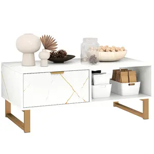 Buy Elegant Marble Effect Storage Coffee Table - White