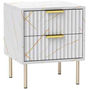 Buy Elegant Two-Drawer Bedside Table - White
