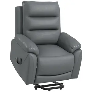 Buy Electric Riser and Recliner for Elderly with 8 Vibration Massage, PU Leather Power Lift Recliner Chair for Living Room with Side Pockets, Footrest, Grey