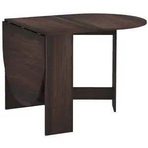 Buy Folding Dining Table, Drop Leaf Table for Small Spaces, Oval Tabletop for Dining Room, Chocolate Wood Effect
