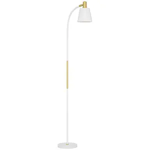 Buy Floor Lamp for Living Room, Spotlight Reading Standing Lamp with Adjustable Height, Rocker on/off Switch, Indoor Task Lighting for Bedroom, Office,  White (Bulb not Included)
