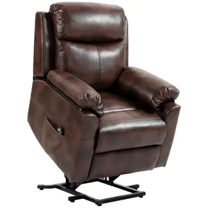 Buy Faux Leather 70&deg; Electric Riser Recliner Chair, Dark Brown