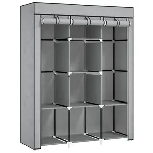 Buy Fabric Wardrobe, with Rails and Shelves - Light Grey
