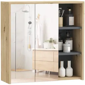 Buy Five-Shelf Mirrored Bathroom Cabinet - Wood-Effect