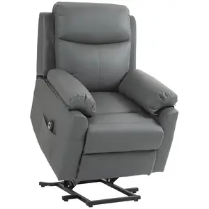 Buy Faux Leather 70&deg; Electric Riser Recliner Chair, Charcoal Grey