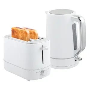 Buy Kettle and Toaster Set, 1.7L 3000W Fast Boil Kettle & 2 Slice Toaster Kitchen Set with 6 Level Browning Controls, Defrost, Reheat, White