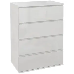 Buy High Gloss Chest of Drawers, 4-Drawer Storage Cabinets, Modern Dresser for Bedroom, White