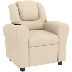 Buy Kids Recliner Chair, PU Leather with Adjustable Backrest, Footrest, Padded Headrest, Beige
