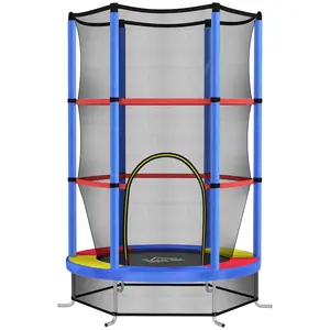 Buy Kids Trampoline, with Enclosure Net, Steel Frame, for Ages 3-6 Years - MultiColoured