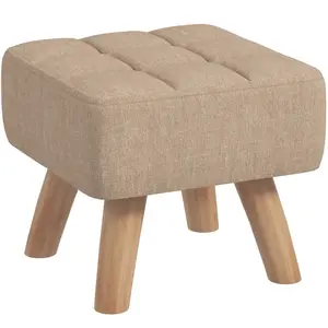 Buy Linen-Look Square Padded Footstool - Brown