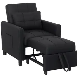 Buy Linen-Look Single Chair Bed - Black