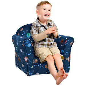Buy Kids Planet-Themed Armchair, with Non-Slip Feet, Wooden Frame - Blue