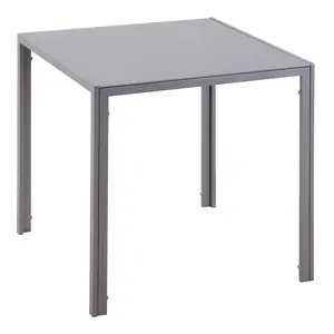 Buy Modern Square Dining Table for 2-4 People, with Glass Top & Metal Legs for Dining Room, Living Room, Grey