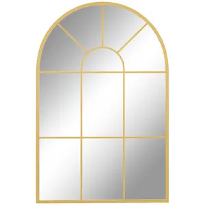Buy Modern Arched Wall Mirror, 91 x 60 cm Window Mirrors for Living Room, Bedroom, Gold Tone