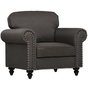 Buy Mid-Century Armchair, with Pocket Springs - Dark Brown