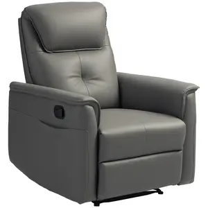 Buy Recliner Armchair with Thick Padded Spring Cushion, Microfibre Manual Reclining Chair with Adjustable Leg Rest, Side Pockets for Living Room, Bedroom, Light Grey