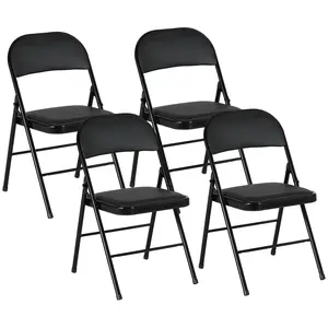 Buy Set of Four Cushioned Folding Chairs - Black