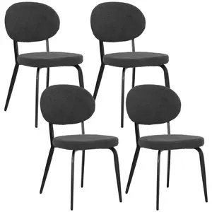 Buy Set of Four Boucle Dining Chairs - Black