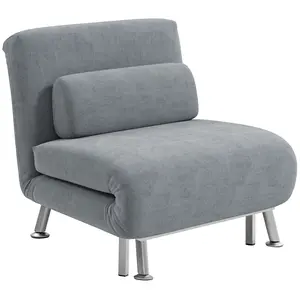 Buy Single Velvet-Feel Sleeper Chair - Grey