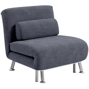 Buy Single Velvet-Feel Sleeper Chair - Charcoal Grey