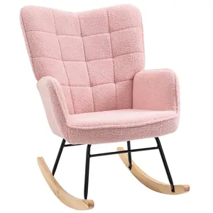Buy Soft Fleecey Rocking Wingback Chair - Pink
