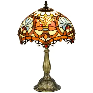 Buy Stained Glass Table Lamp, Handcrafted Artisan Collectible, Suitable for Living Room and Bedside, Multi-Coloured, &ETH;&curren;31 x 48Hcm, Zinc Alloy.