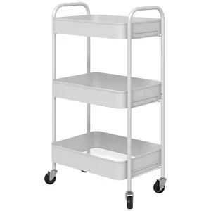 Buy Three-Tier Steel Storage Trolley - White
