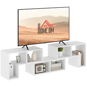 Buy TV Stand for TVs up to 75 Inches, Free Combination TV Unit with Storage Shelves, Extendable Entertainment Centre for Living Room, White Wood Grain
