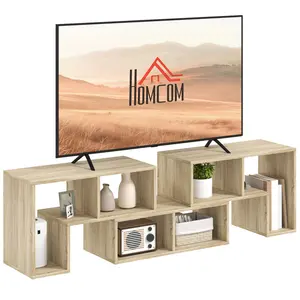 Buy TV Stand for TVs up to 75 Inches, Free Combination TV Unit with Storage Shelves, Extendable Entertainment Centre for Living Room, Grey Oak Wood Grain