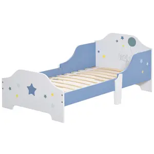 Buy Toddler Bed Frame, Kids Bedroom Furniture for Boys Girls with Safe Guardrails, Low Junior Blue