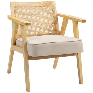 Buy Wooden Rattan Weave Panel Accent Chair - Natural Finish