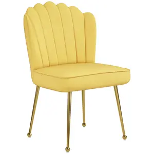 Buy Velvet-Feel Shell Accent Chair - Yellow