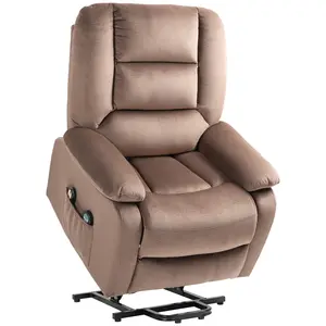 Buy Velvet-Feel Electric Lift-and-Recline Massage Armchair, with Remote - Brown