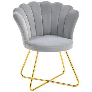 Buy Velvet-Feel Lotus Petal Accent Chair - Grey