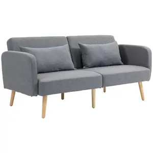 Buy Two-Seater Click-Clack Sofa Bed, with Pillows - Grey