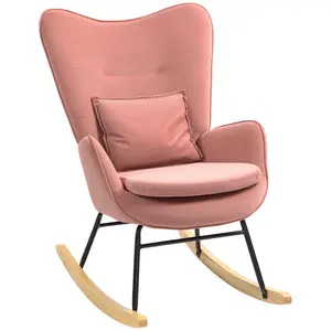 Buy Velvet-Feel Rocking Armchair - Pink