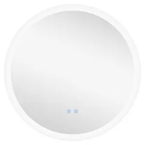 Buy Round Bathroom Mirror with LED Lights, Wall-Mounted Dimmable Makeup Mirror with 3 Temperature Colours, Defogging Film, Memory Function, Hardwired, 60 x 60&nbsp;cm