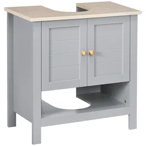 Buy Under Sink Cabinet, Bathroom Vanity Unit, Pedestal Under Sink Design, Storage Cupboard with Adjustable Shelf, Grey